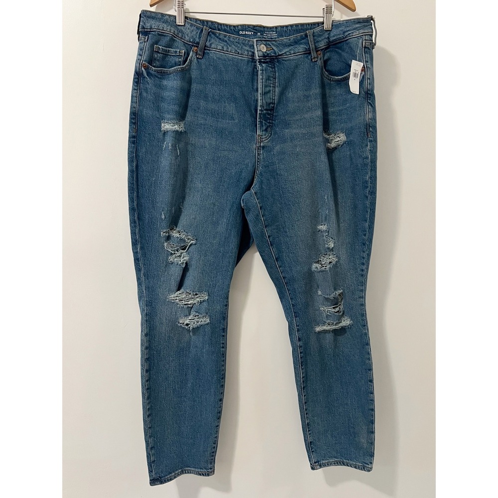 Old Navy Womens Extra High Rise Pop Icon Skinny Distressed‎ Blue Jeans Size 20